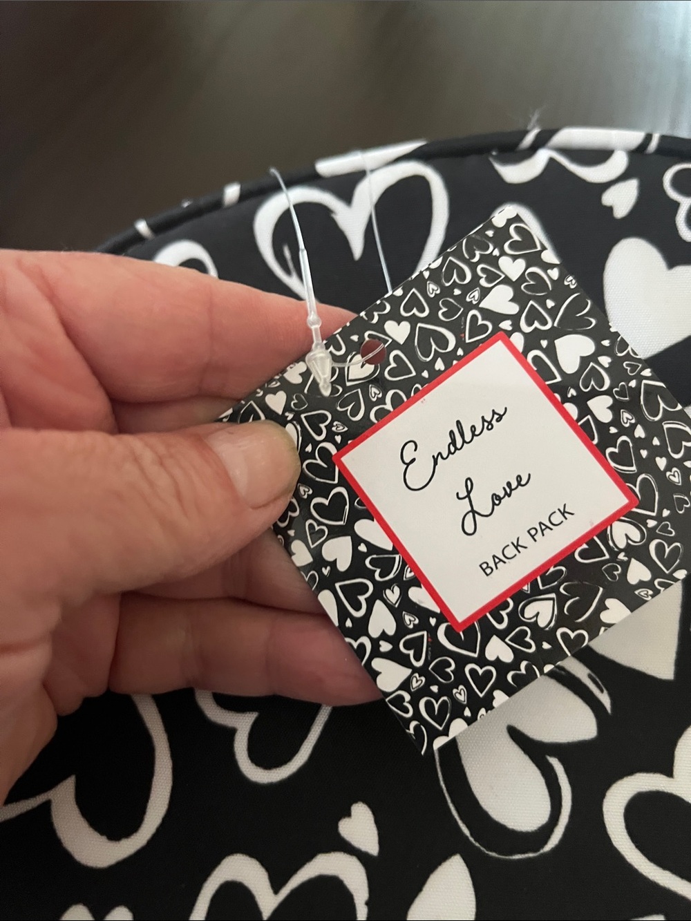 Brighton Black and White Heart-Print Backpack - Picture 3 of 7